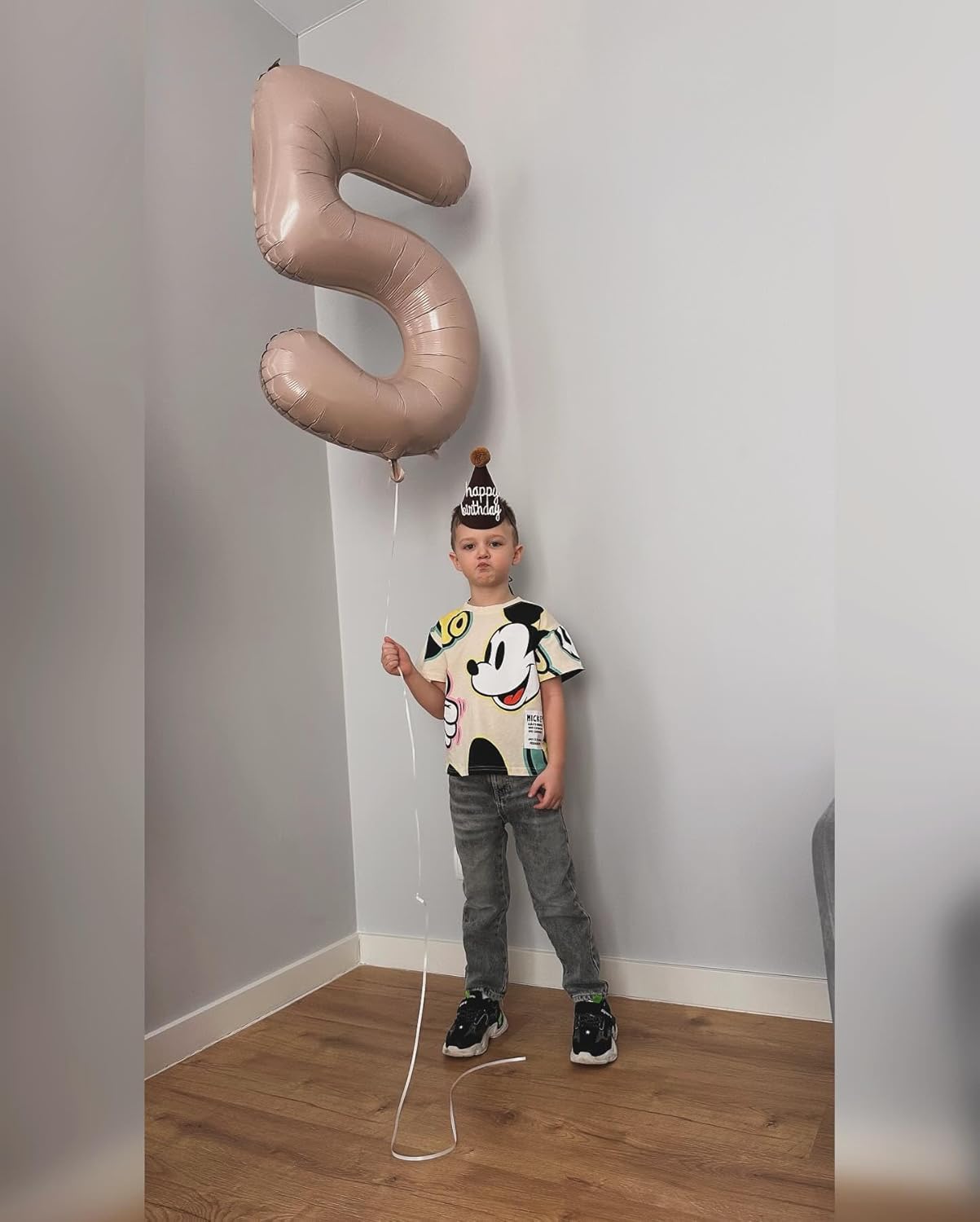 Tan Number 5 Balloon | 40-Inch Light Brown Birthday Decoration | Beige Party Supplies