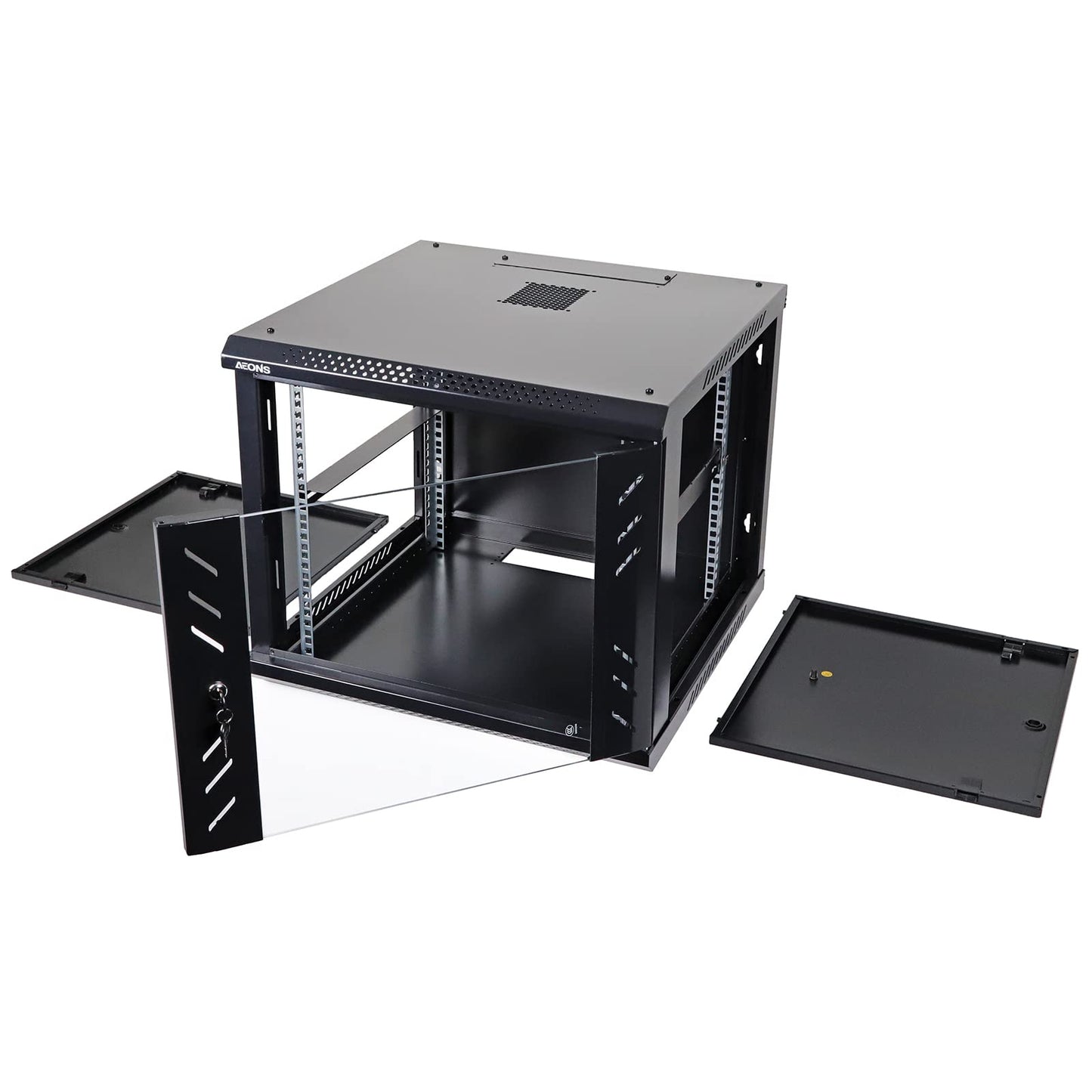 12U Professional Wall Mount Network Server Cabinet Enclosure 19-Inch Server Network Rack Low-Profile Black