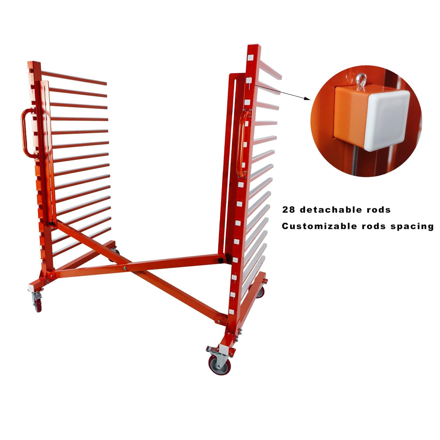 Heicofer 15-Tier Heavy Duty Paint Drying Rack with Locking Wheels, Adjustable Width 12"-58", 110 lbs Per Shelf, Metal Cabinet Door Drying Rack for Spray Booth, Workshop, Factory