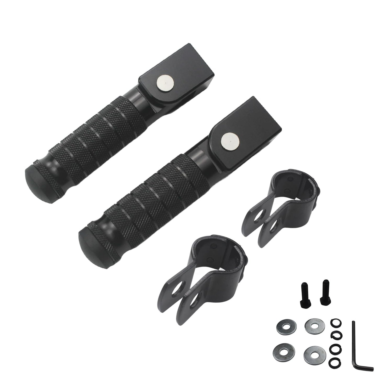 Adsspro Universal CNC M8 Motorcycle Foot Pegs 90 Degree Foldable Foot pegs Footpegs CNC Anti-Skid Footrest Foot Rest Pedal for Motorbike Mini Bike Dirt Pit Bike (Black)