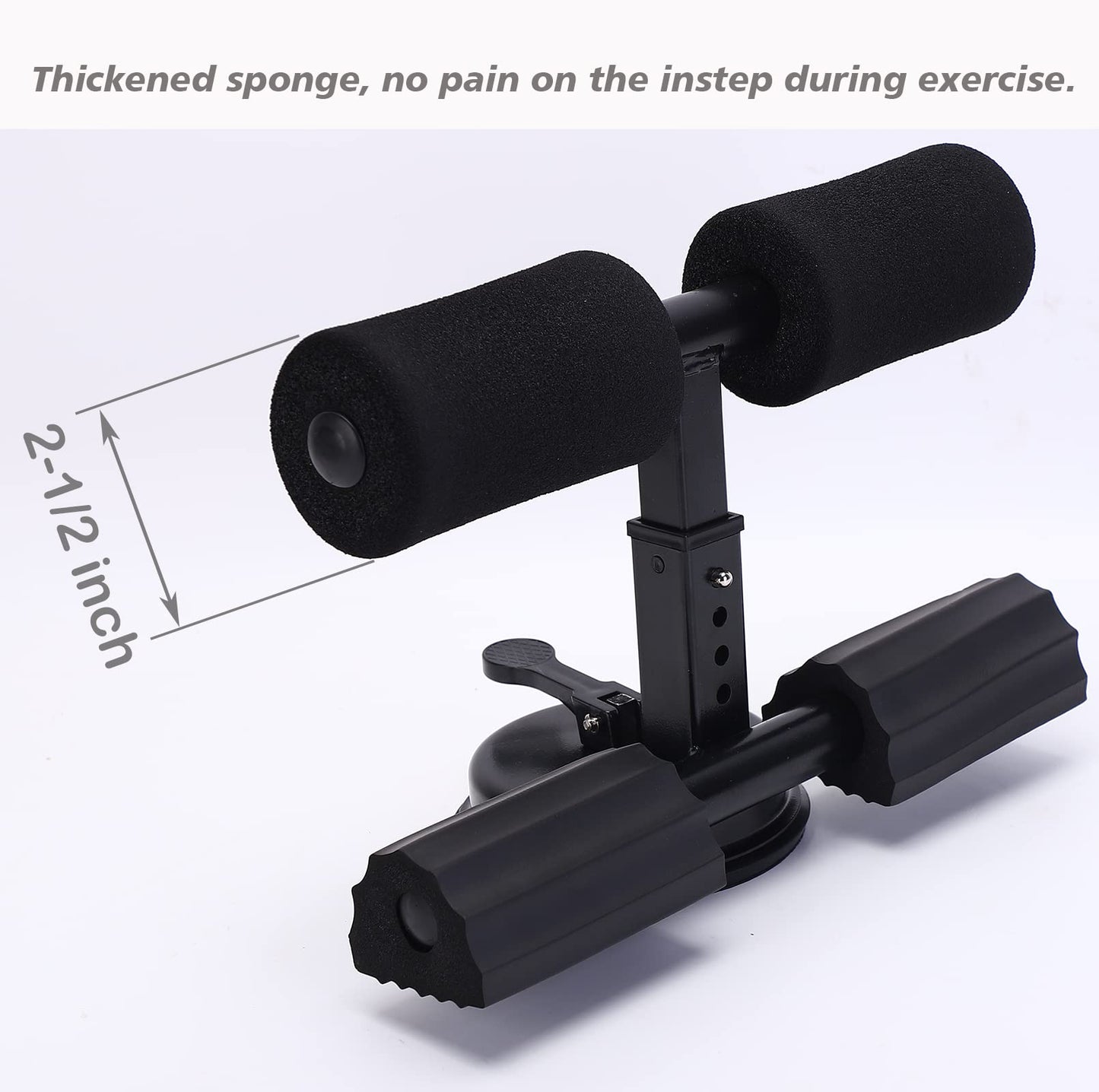 Black Sit Up Bar for Home Workouts - Abs Exercise Equipment with Foot Holder & Suction Cup Anchor
