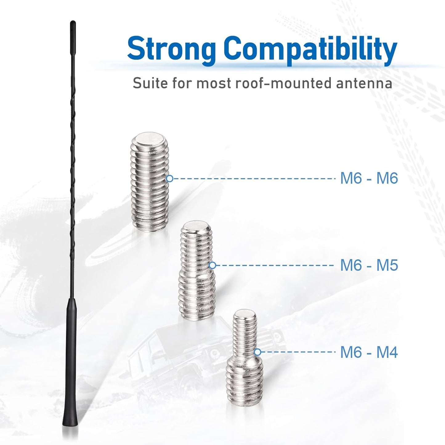 Eightwood 16 inch M4 M5 M6 Car Antenna Replacement (Only for Roof-Mounted), AM FM Universal Roof Mount Car Radio