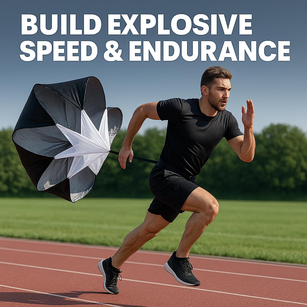 Venmark Running Parachute - 56" Resistance Parachute for Running Speed, Acceleration, and Fitness Training - Workout at Home, Gym, or Track for Men, Women, and Kids - Complete with Carrying Bag