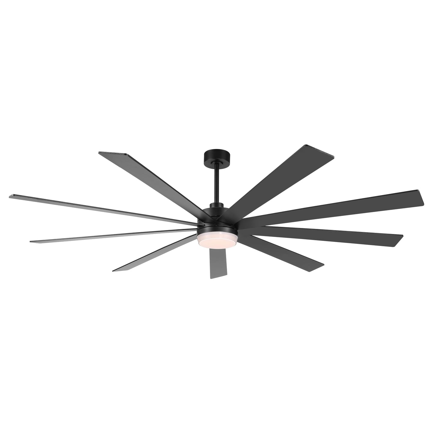 LEDLUX 84" Ceiling Fan with Light, 6-Speed Remote Control, Reversible DC Motor, Modern 9 Plywood Blades Black with 4.5"/12"/24" Downrods for Home or Commercial, Living Room/Restaurant