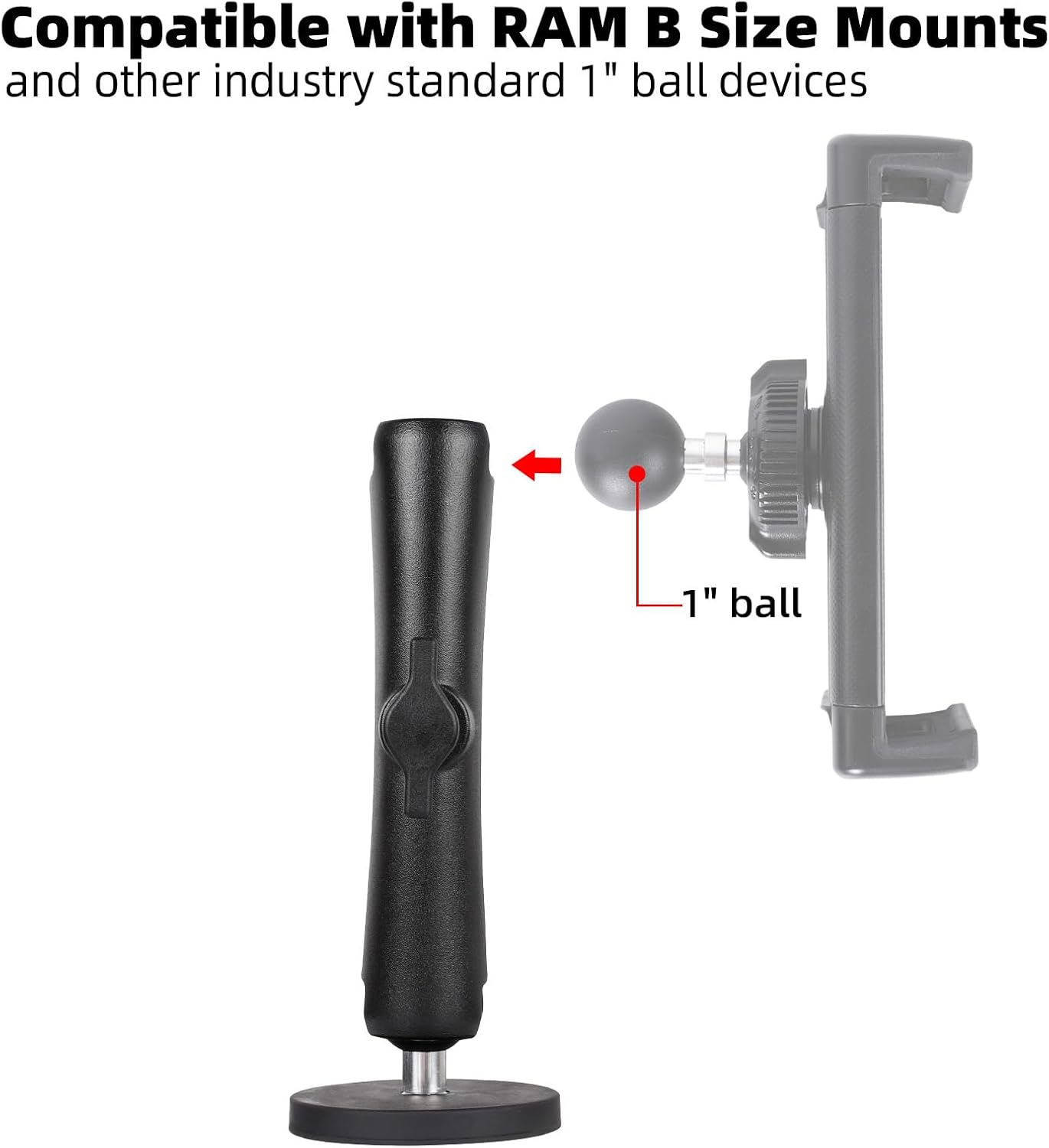 FPN 66mm 25mm /1 inch 5.91" Diameter Round Heavy-Duty Magnetic Base Mount with Rubber Coating Ball & Double Socket Arm