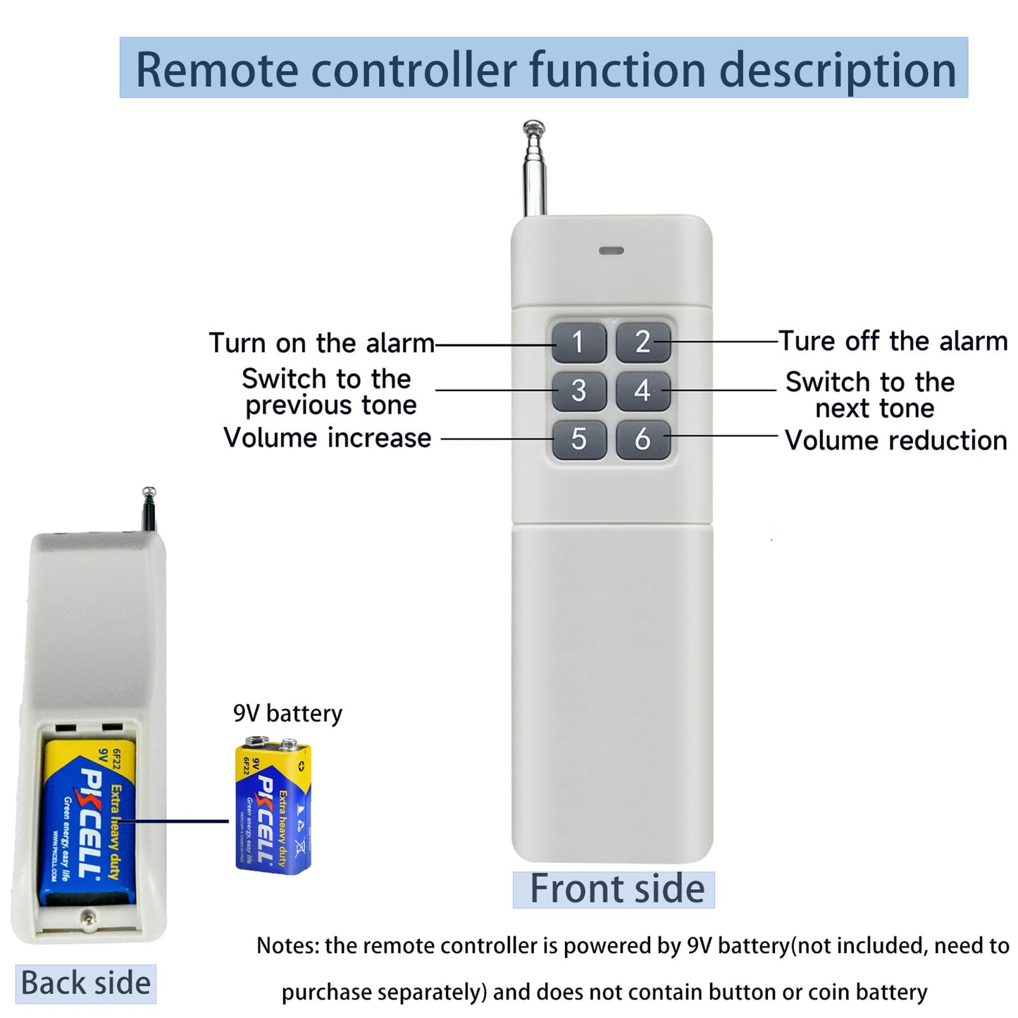 Y DIANS S 0.31mile Wireless Remote Control Siren Adjustable Volume Tone Waterproof 130dB Horn Security Alarm Systerm with LED Strobe Light AC110-120V