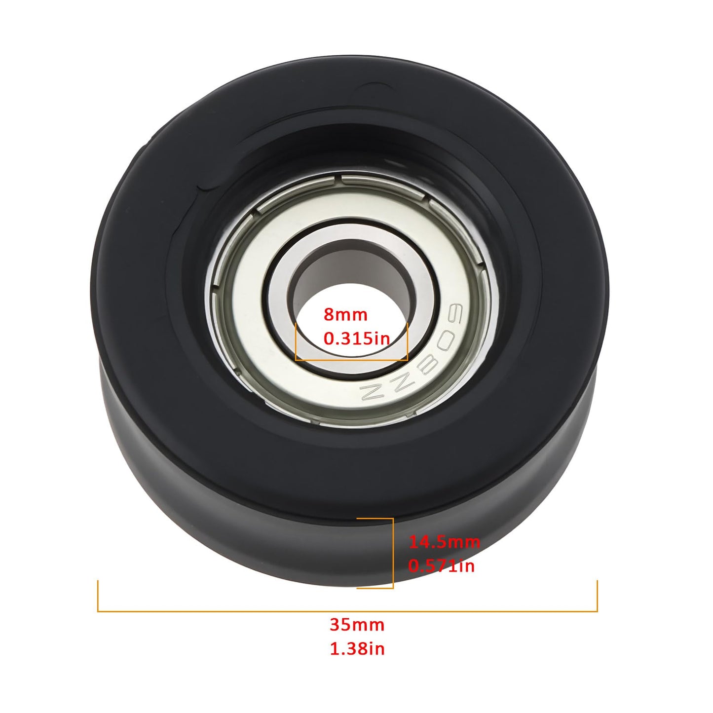 Briny River 2pcs Rowing Machine Bearing Wheel OD 35mm Thickness 14.5mm Hole 8mm 608ZZ Bearing Roller