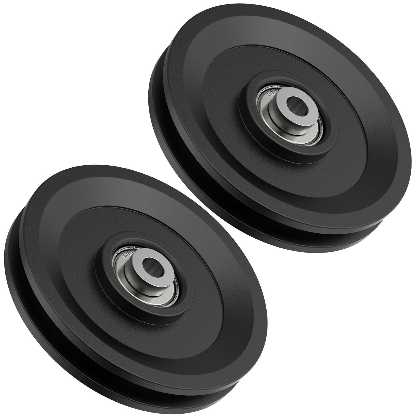 Mixizigoz 4.5 Inch / 114 MM Universal Nylon Bearing Pulley Wheel Replacement Compatible with Cable Machine Home Gym, Garage Door Pulley System, Weight Machine, Gym Equipment (Black-2 Pack)