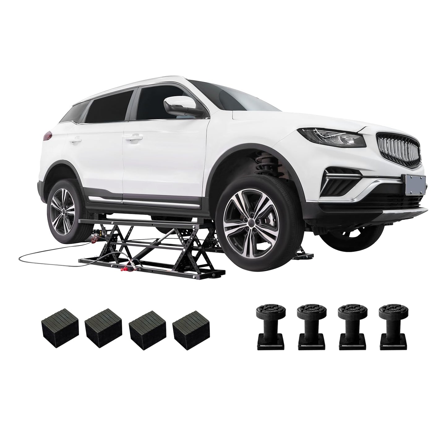 Albott 5000 LBS Portable Car Lift, Adjustable Quick Jack with 26" Max Height, Locking Levers, 25–30s Fast Cycle, Scissor Lift for Sedans in Garage or Shop, Foldable Design & Wheels, Black