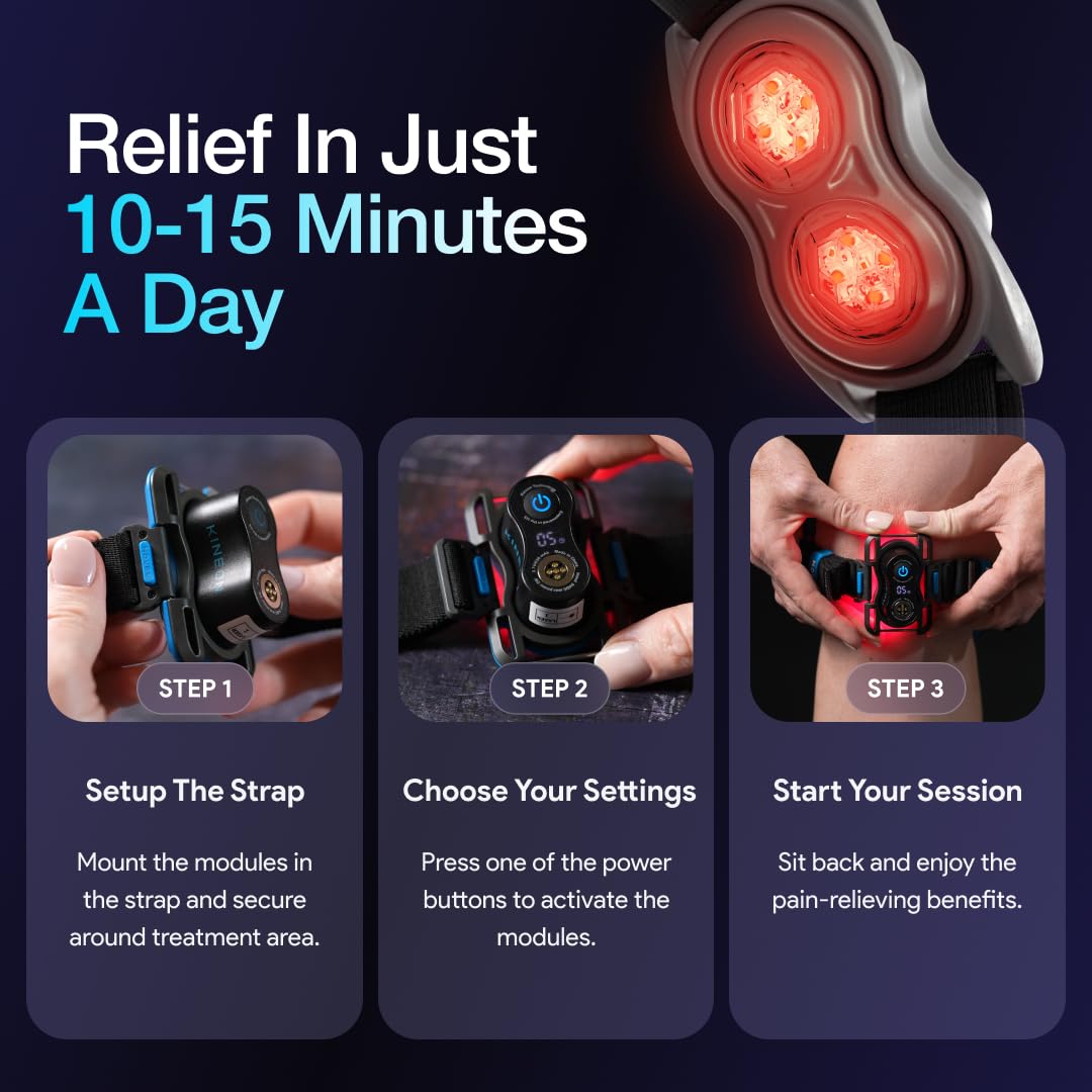 Kineon Move+ Red Light Therapy Wrap – LED Light Therapy for Targeted Muscle Recovery, Inflammation, Joint Health & Mobility - Portable & Hands-Free Infrared Light Therapy for Body