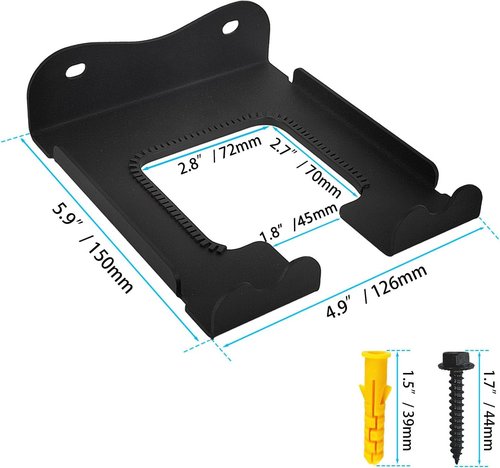 Ertuohg Garage Organizer - Heavy Duty Steel Trimmer Rack | Wall Mounted Garden Tool Storage, Black, 5.9 x 4.9 x 1.5 Inches