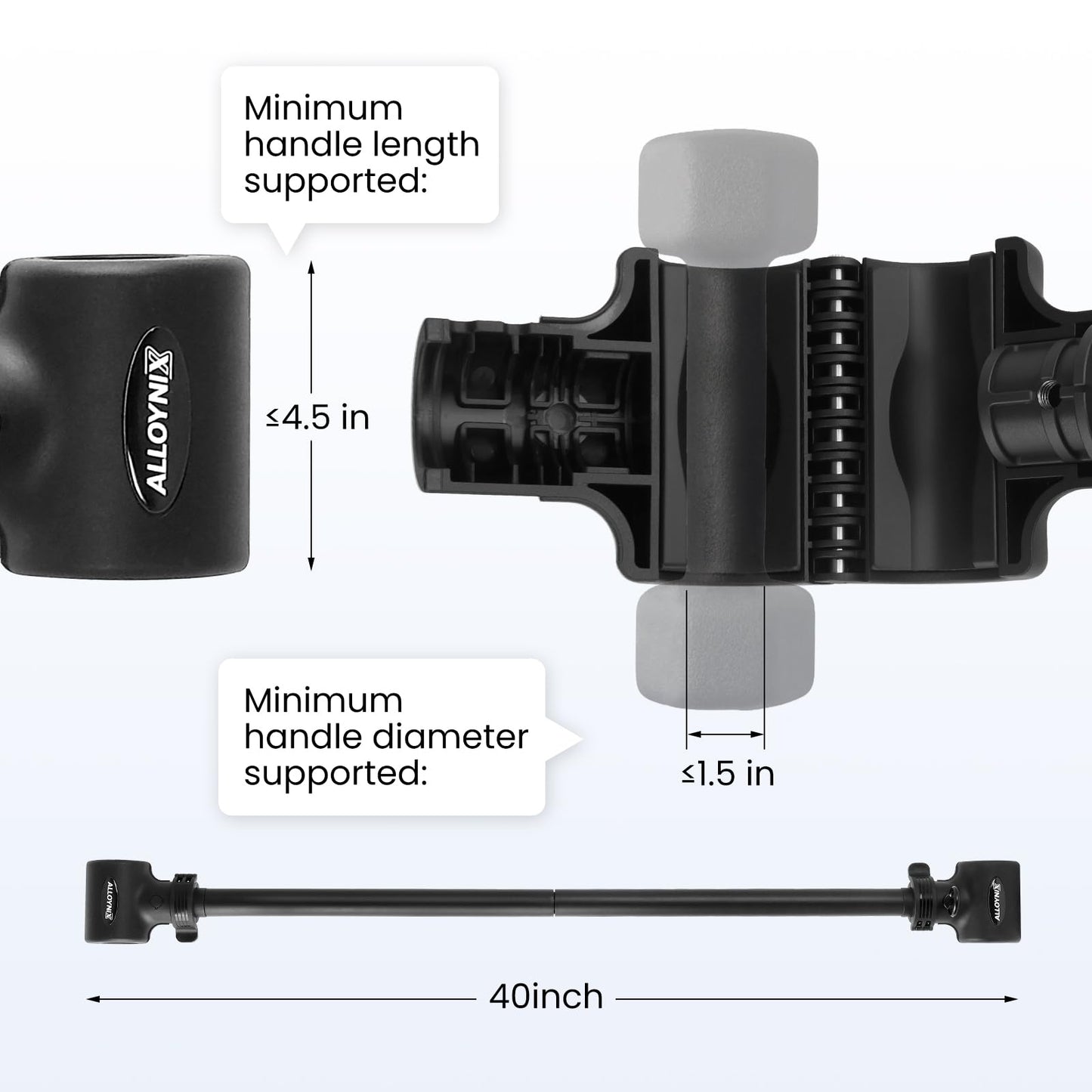 ALLOYNIX Dumbbell to Barbell Converter 2.0 – Transform Dumbbells into Barbell Set for Home Gym, Adjustable Weight Bar with Anti-Slip Foam Grip, Steel Clamp & 200LB Max Capacity, Compatible with Standard Dumbbells