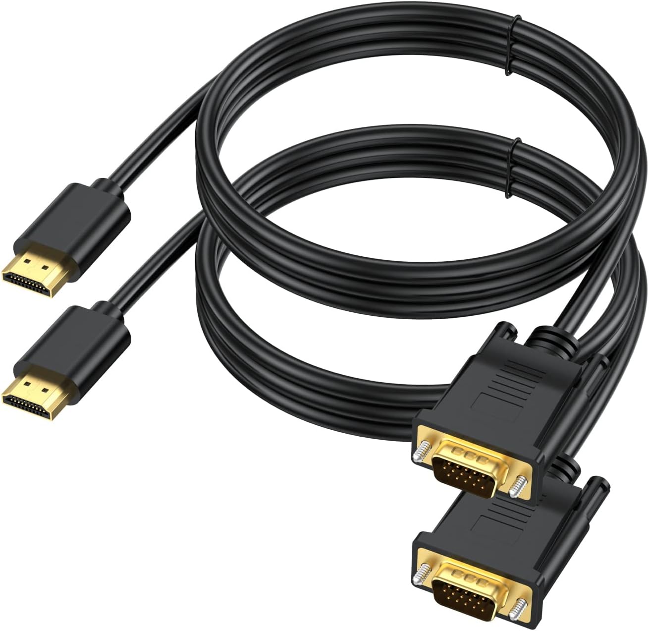 URELEGAN 3.3FT 2-Pack, 1080P (1M) HDMI to VGA Cable HDMI to VGA Cord Uni-Directional Male to Male HD Video Cord