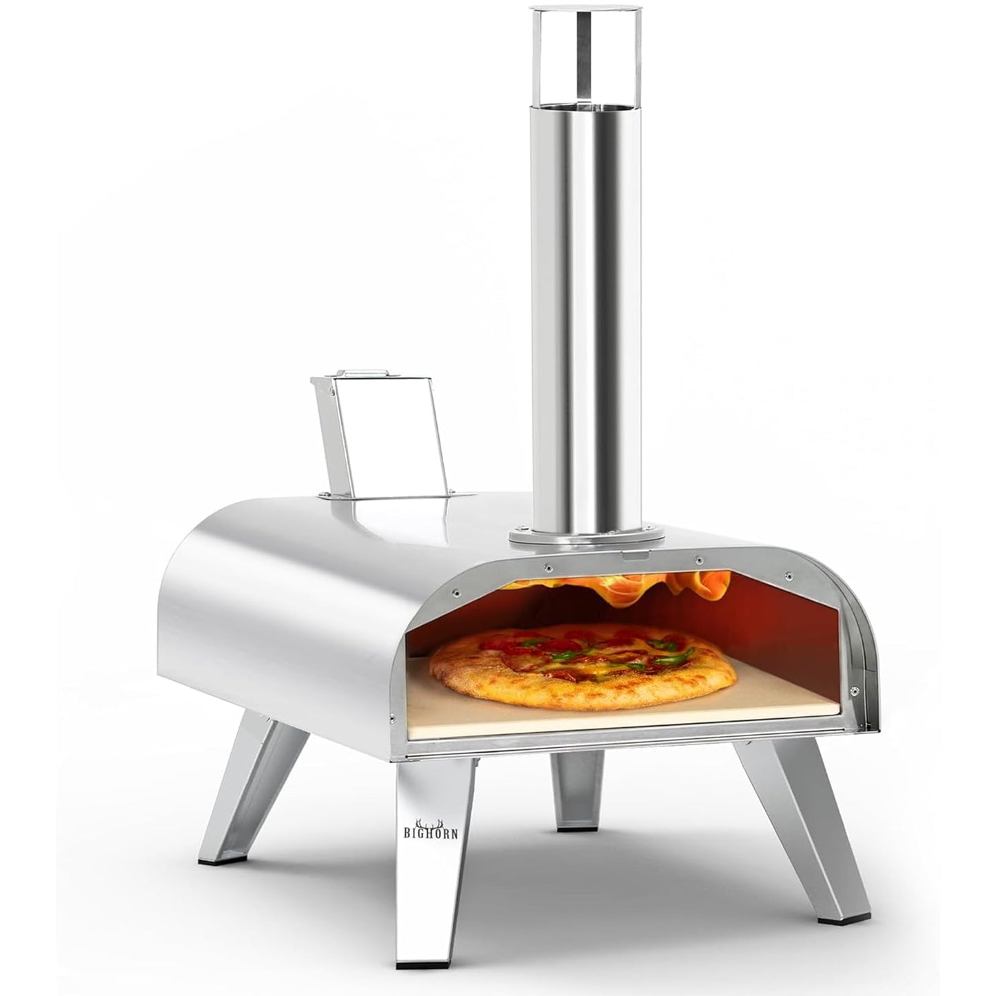 BIG HORN 12" Multi-Fuel Outdoor Pizza Oven Reach up to 1110℉– 3-in-1 Wood, Gas & Electric Compatible (Burners Sold Separately), Pellet Pizza Oven Portable Pizza Maker for Backyard, Camping&Tailgating