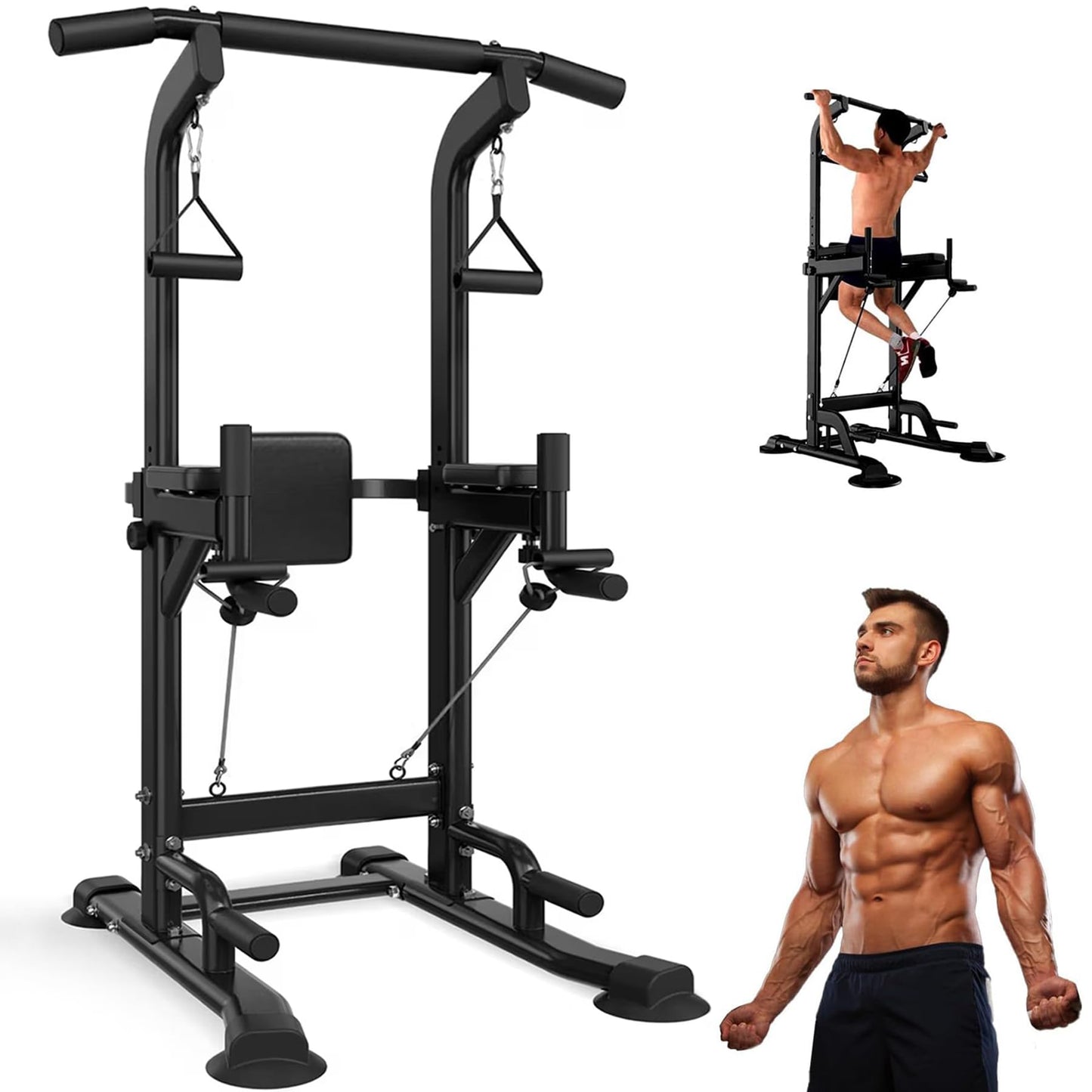 Tappio Power Tower Pull Up Bar for Home Gym, Multi Functional Pull Up Bar Stand Dip Bar Station, Adjustable Height Workout Dip Station Strength Training Fitness Equipment