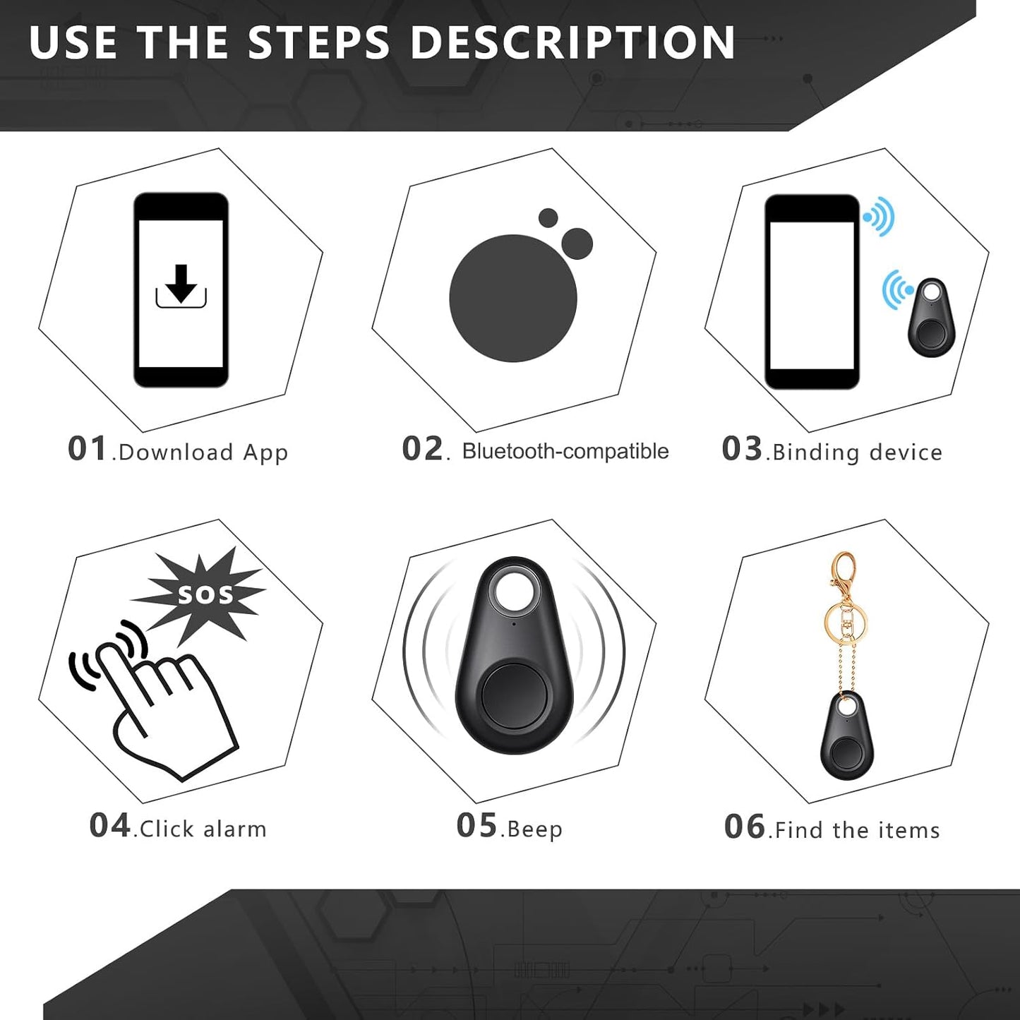Flutesan 8 Packs Portable GPS Tracking Mobile Tracking Anti Loss Smart Device Key Finder Locator GPS Tracker Device