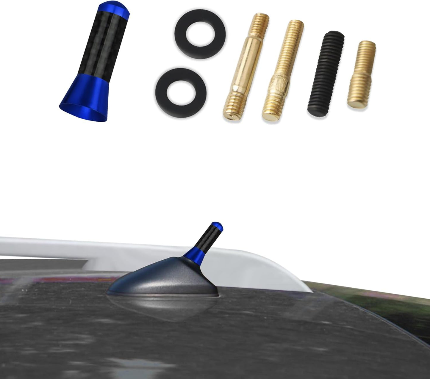 Kutyun 1.37" Car Stubby Antenna, Universal Mini Antenna with Aluminum Alloy Thread, Replacement Antenna for AM/FM Radio