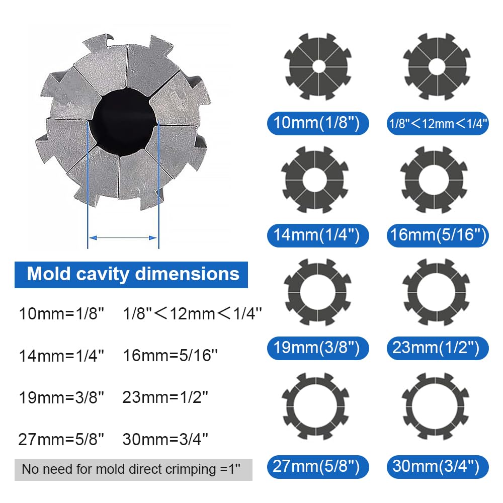 Hose Crimper with 8 Sets of Dies High Pressure Hydraulic Hose Crimping Handheld Hydraulic Hose Crimping Tool