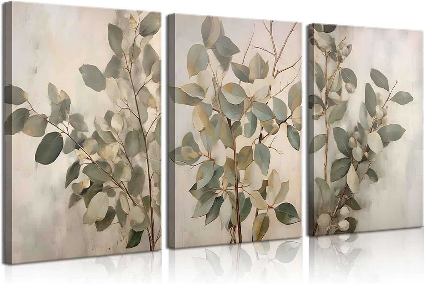 SUAXTCCR Eucalyptus Canvas Wall Art - Modern Botanical Prints for Bedroom & Living Room | 12x16 Inch