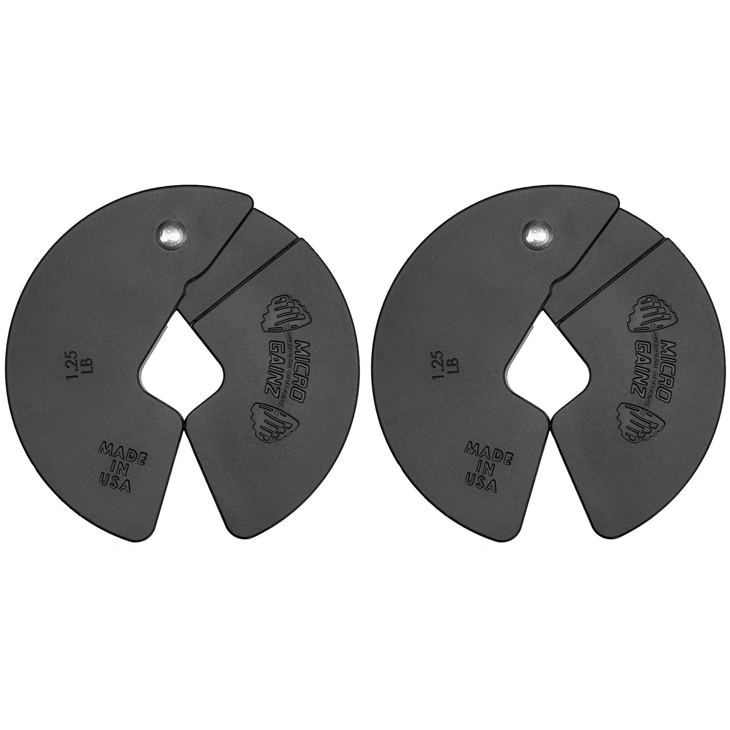Micro Gainz Dumbbell Fractional 1.25lb Weight Plate, Ideal for Micro Loading, (Choose Color) 2 Piece Fractional Weight Plates, Designed for Dumbbell Training, Made In USA (Black)