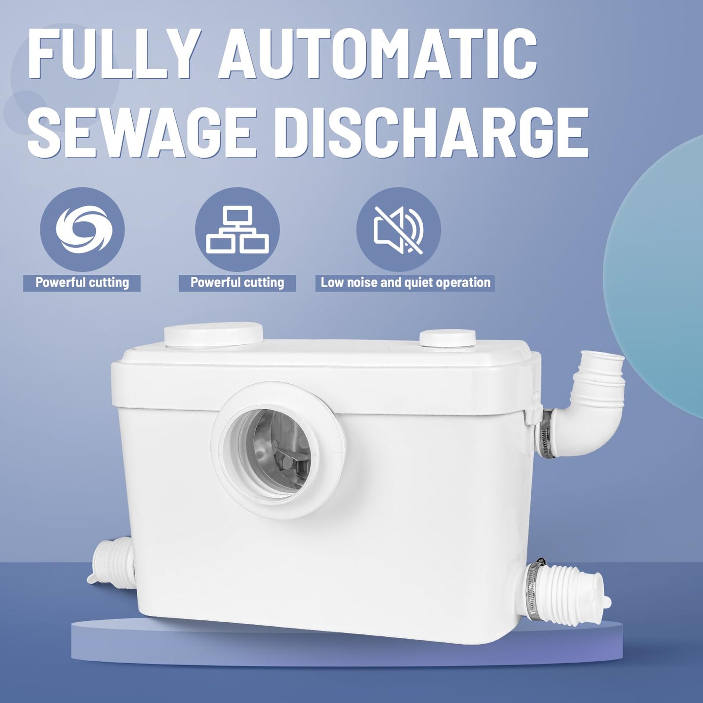 Dreamsani 750W Macerator Pump for Macerating Toilet, Sewerage Sump Pump for Basement Toilet, Upflush Waste Water Pump for Marine Toilet, Laundry Sink,Shower