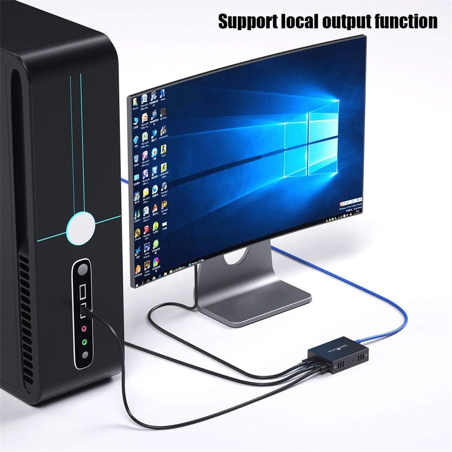 XYKJOBC 60M Cat5e Cat6 1080P HDMI KVM Extender Over HDMI USB KVM Extender Transmit with Loop Out Support USB Keyboard