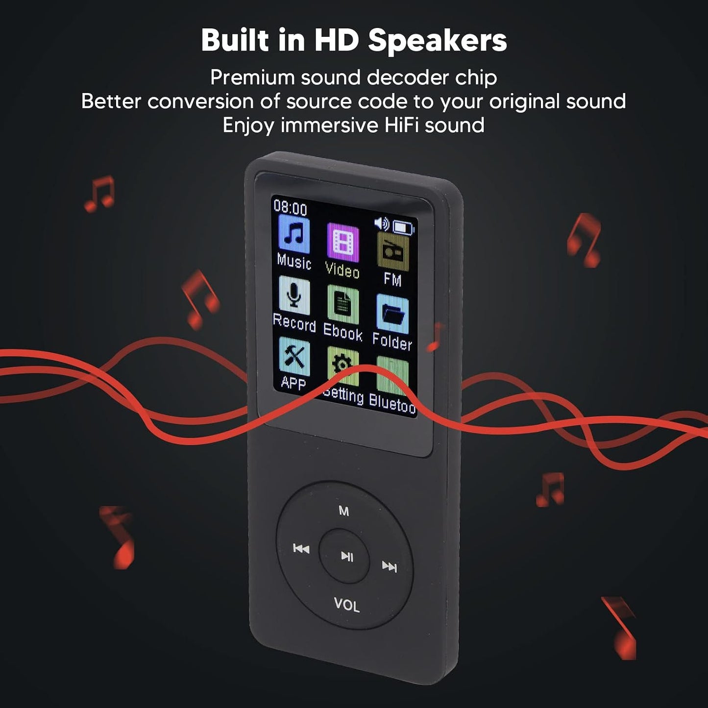 VBESTLIFE 32GB MP3 1.8 Inch 64GB Bluetooth Player with Speaker, E Book Reader and HiFi Sound, Expandable to for Running