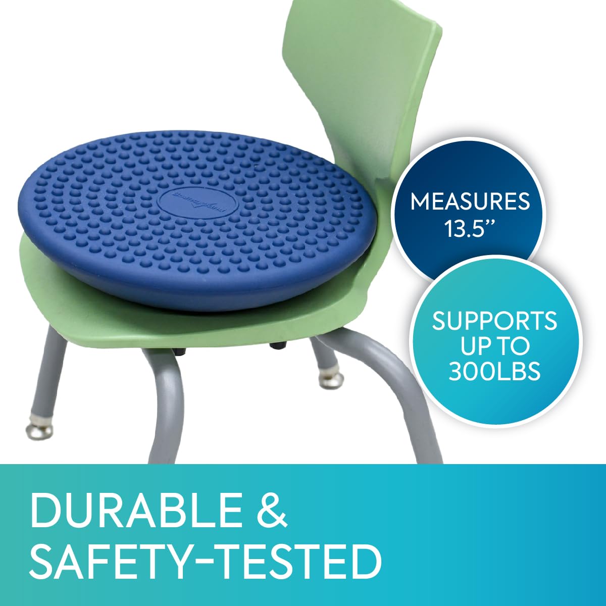 Bouncyband Balance Cushion Sensory Seat, Blue – Portable Sensory Cushion Promotes Active Learning and Improves Focus in the Classroom or at Home – 13.5” Cushion Seat Supports Up To 300lbs
