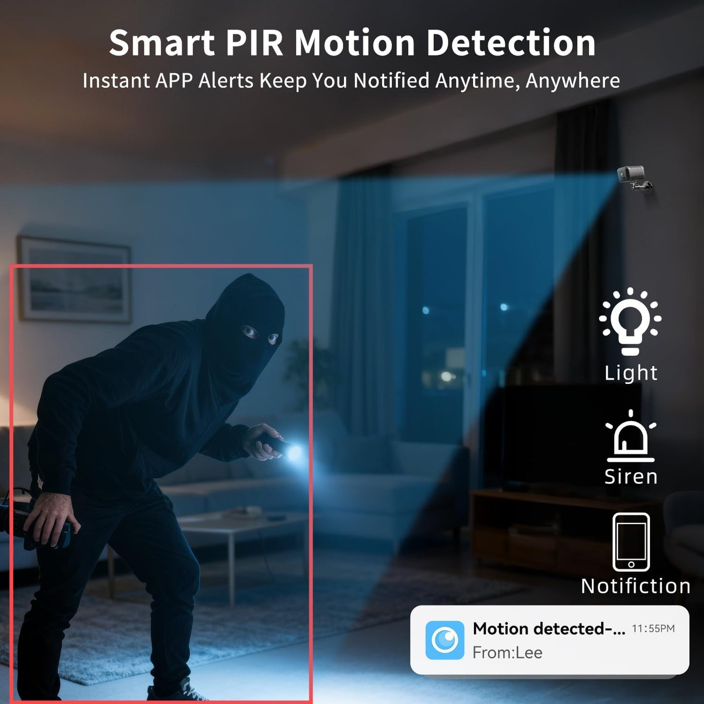 runofast 4G 2K 2-Way LTE Cellular Camera Indoor, Portable No WiFi Security Camera with Radar Motion Sensor, Indoor