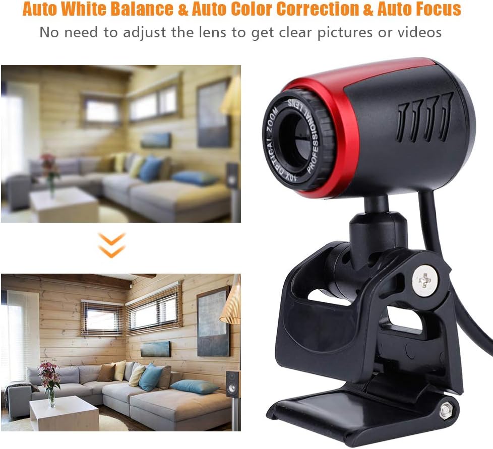 ASHATA 0.3MP 360 2000 32bit Webcam for Computer, Degree Web Camera Cam with Mic for PC Laptop for Skype/for MSN