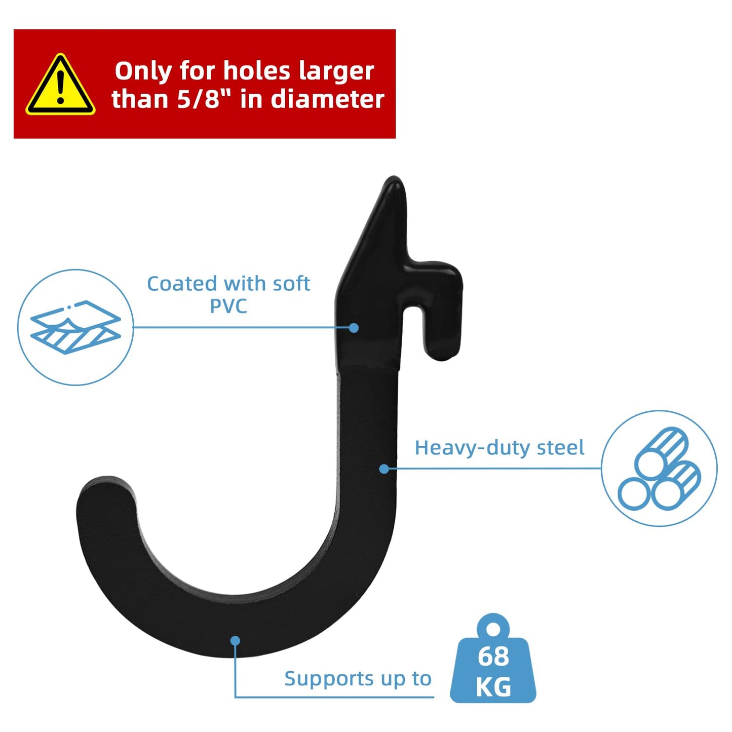 Topfinder 8PSC Squat Rack Accessories Hook Holder,Power Rack Attachments Hooks,DIY Storage Hook for Resistance Bands Barbell Collars and Gym Accessories (Black)