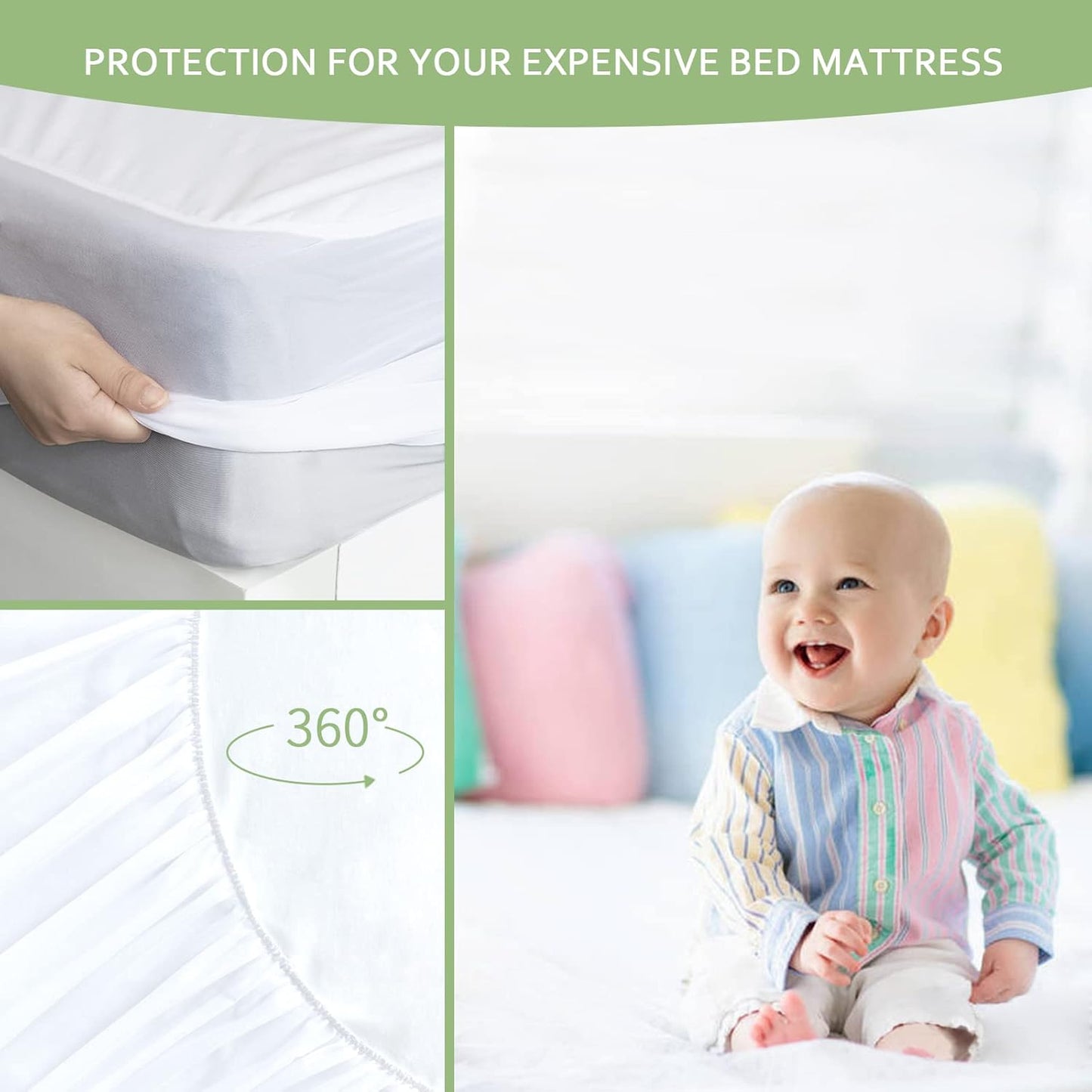 Skiennix Waterproof Mattress Protector - Skin-Friendly & Breathable Twin Size Cover | 14" Deep Pocket