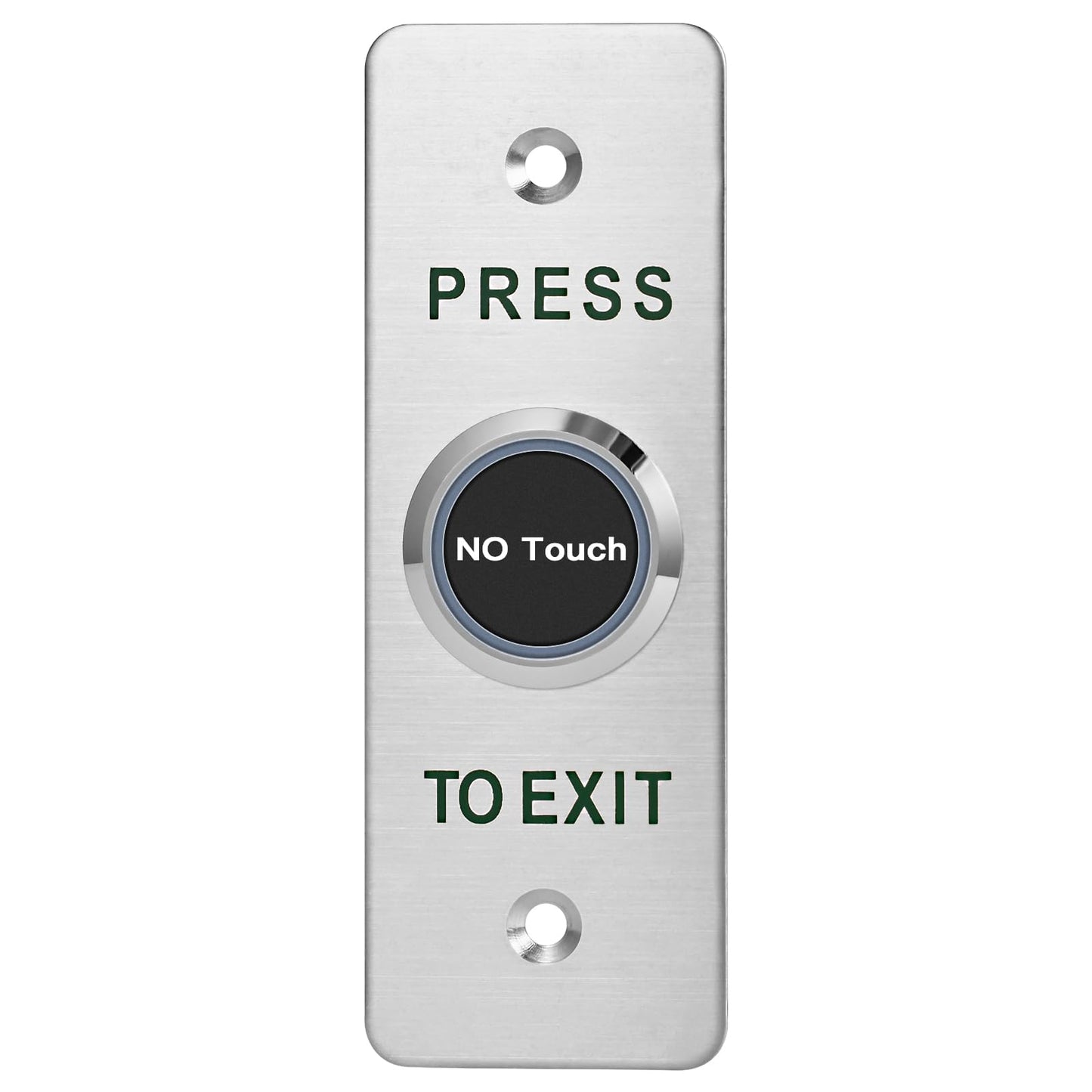 No-Touch Infrared Push to Exit Button with Green LED Indicator, Indoor Stainless Steel Panel Exit Access Control Switchl, featuring NC, COM, and NO Outputs (SNT886-115X40mm)