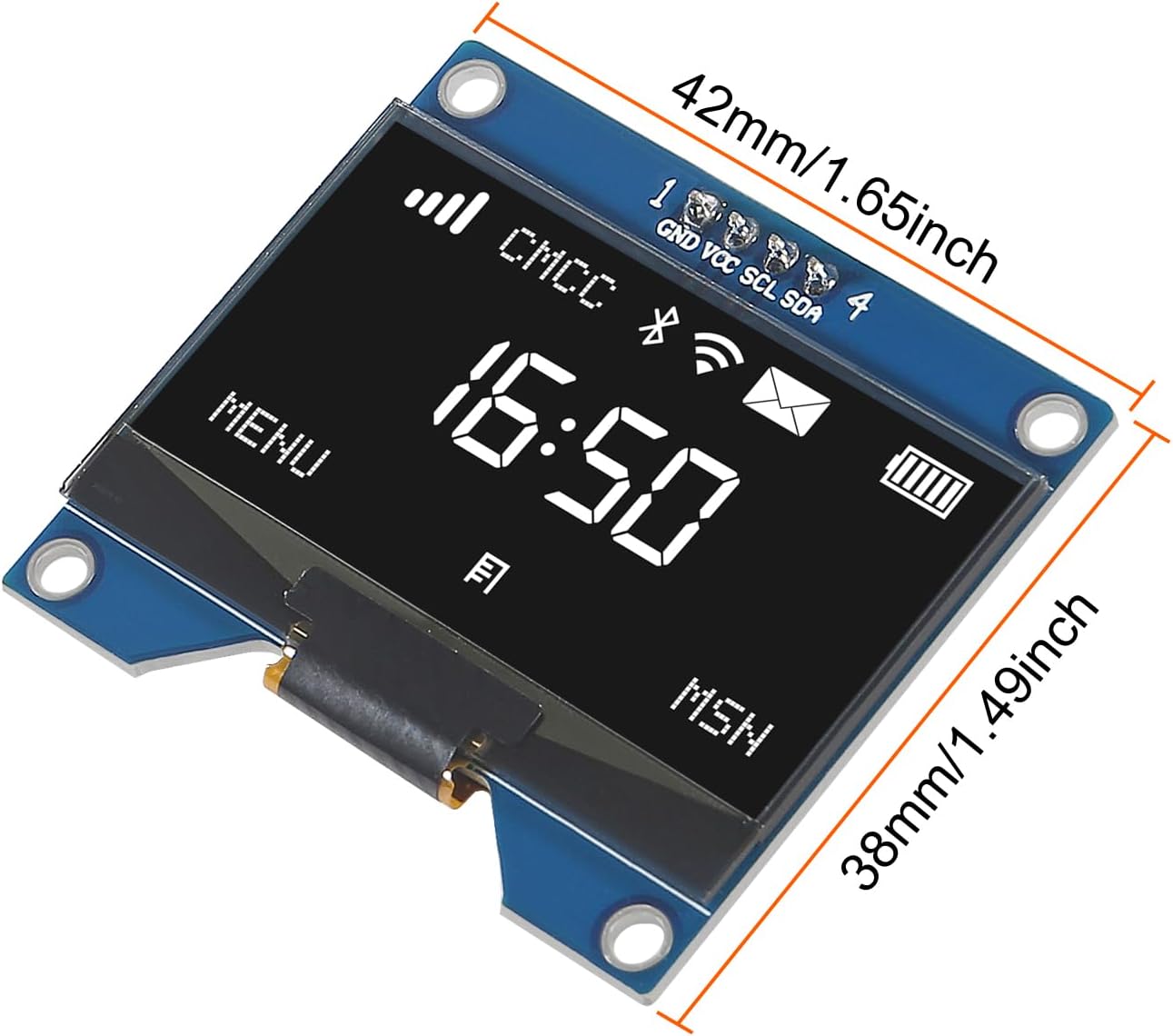 JUZITAO 2PCS 1.54 Inch 12864 128x64 SSD1309 OLED Module White Driver IIC Serial Display Board Module for Raspberry