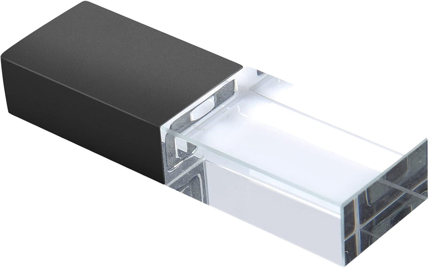 SHARE SUNSHINE 64GB Flash Drive Crystal Transparent Rectangle Genuine Glass LED Light Waterproof USB Clear Thumb Stick