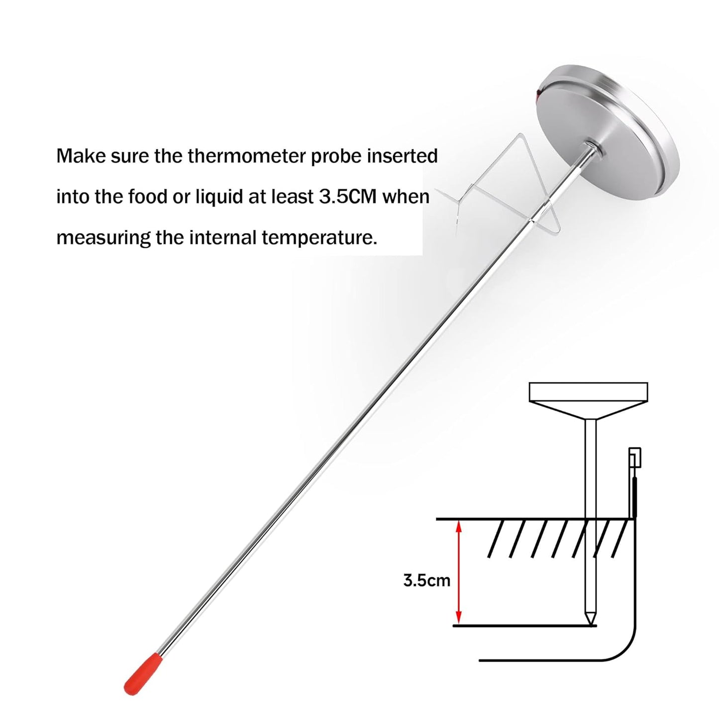 Skiennix Candy Thermometer - 2 Inch Large Dial & 9 Inch Stainless Steel Probe | Perfect for Frying & Confectionery