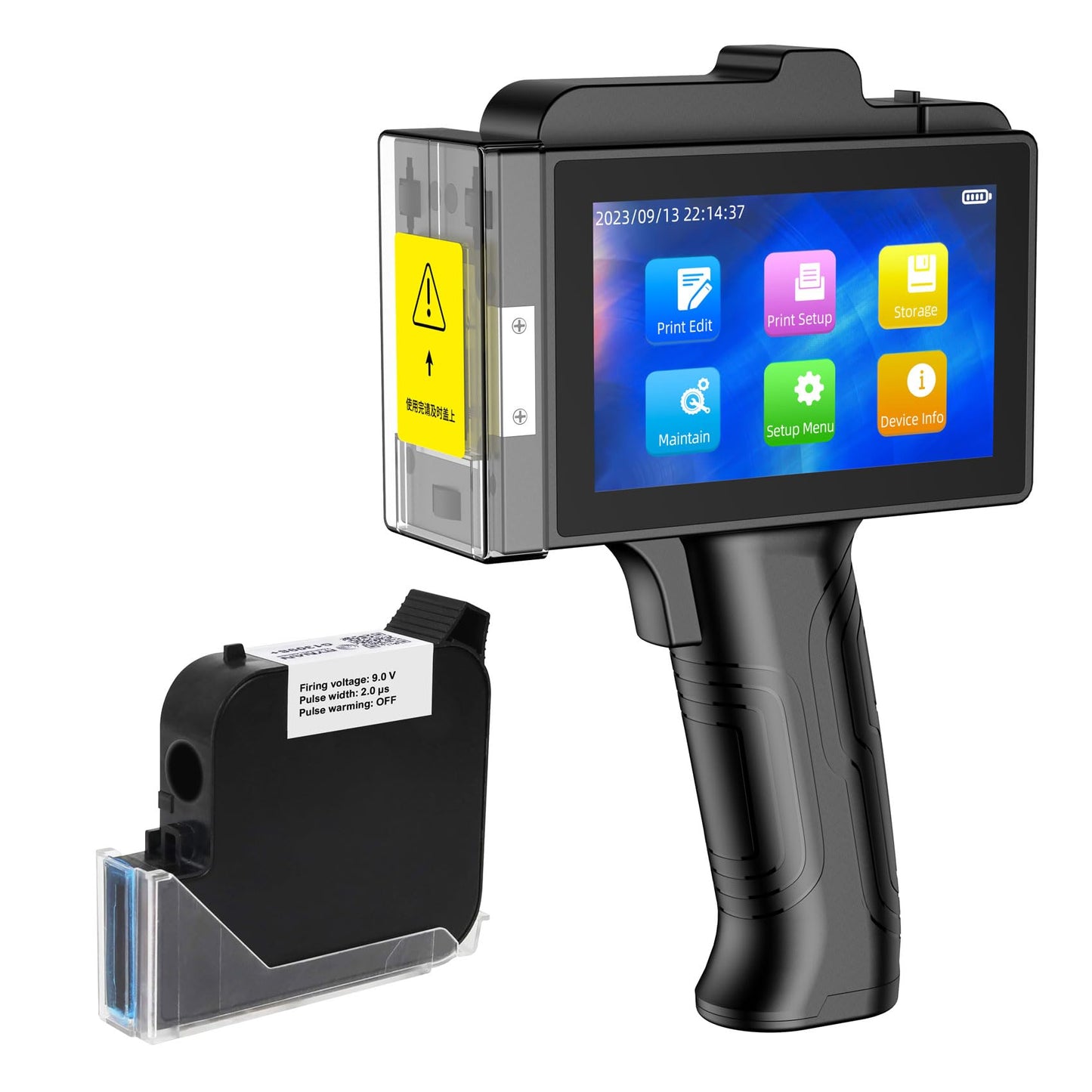 TIKTONER TIJ800P Handheld Inkjet Printer 1 inch Portable Handheld Printer Gun 5 Inch Screen Quick Drying Inkjet Coding Machine for Batch Number/Date/Barcode/QR Code/Logo etc