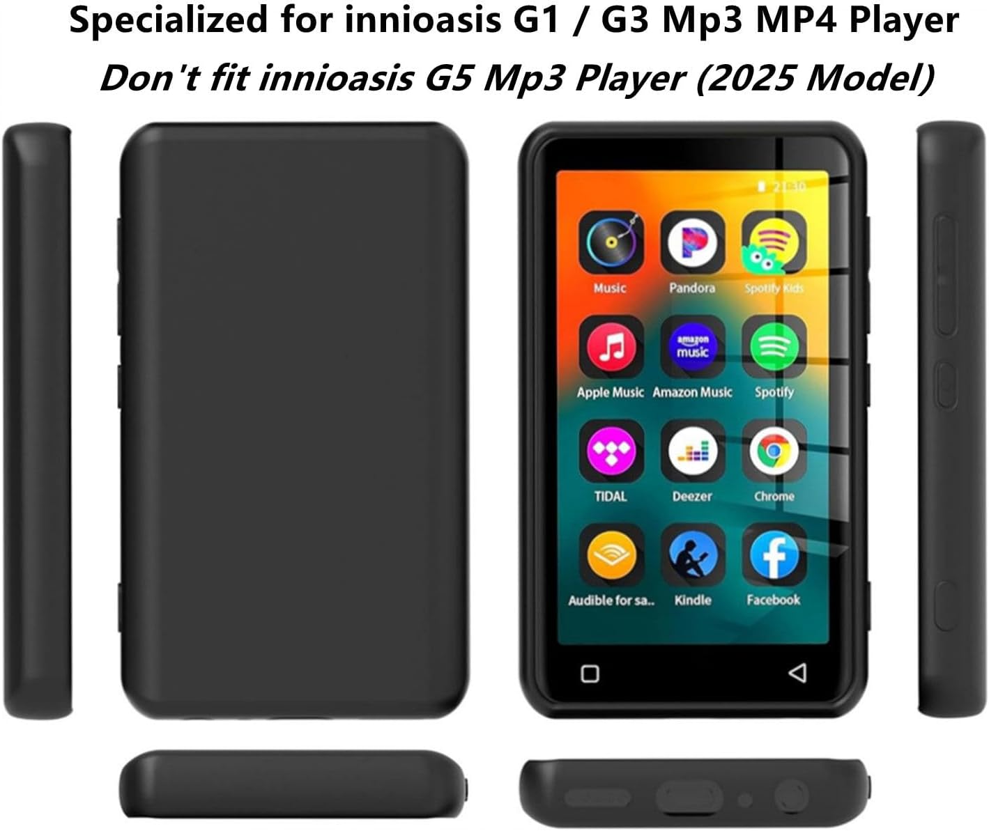 Fotosuncy Mp3 G1 G3 4.0 inch, Player Case for innioasis Slim Fit Soft TPU Matte Cover with Cleaning Cloth Black