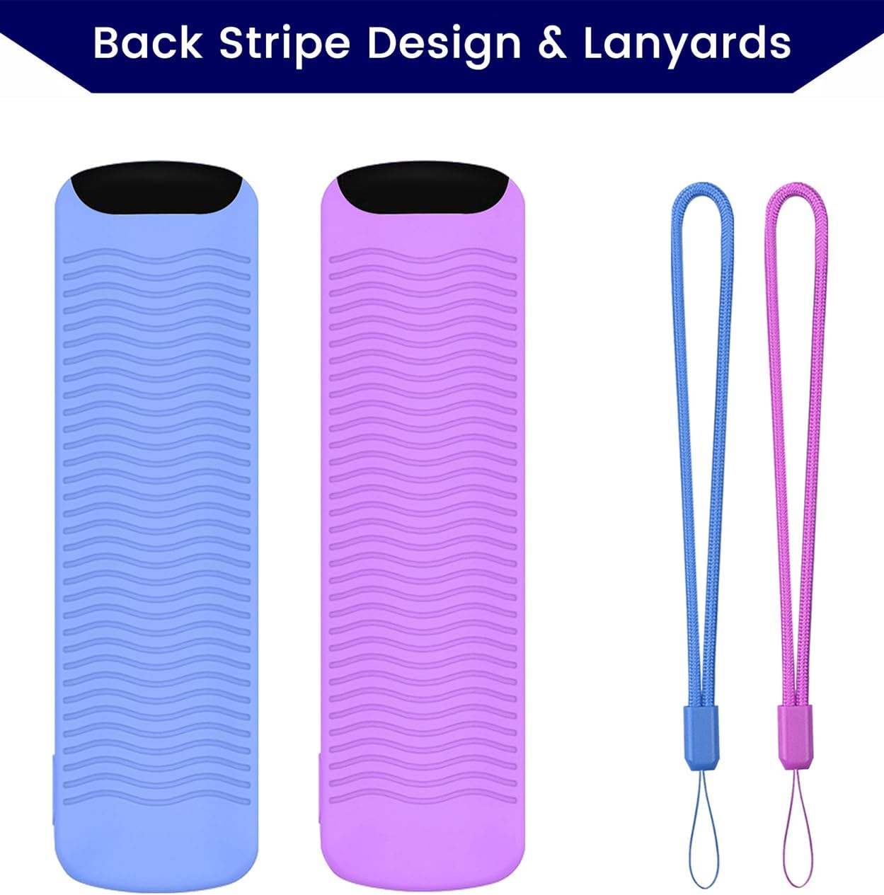weishan 2-Pack Glowing Remote Cover, Silicone Protective Case with Lanyard, Glow Blue and Glow Purple, Compatible