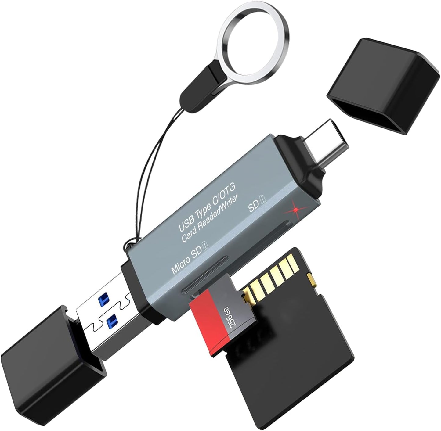 Cyberguys! 3.0 5Gbps 2-in-1 Cyberguys USB SD Card Reader, Dual USB-C & USB-A Connector, High-Speed SD/MicroSD Memory