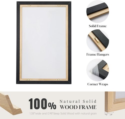 Framed Neutral Abstract Wall Art Set by [Brand Name] - Modern Canvas Prints for Living Room | 16x24 Inch Minimalist Black and Beige Decor