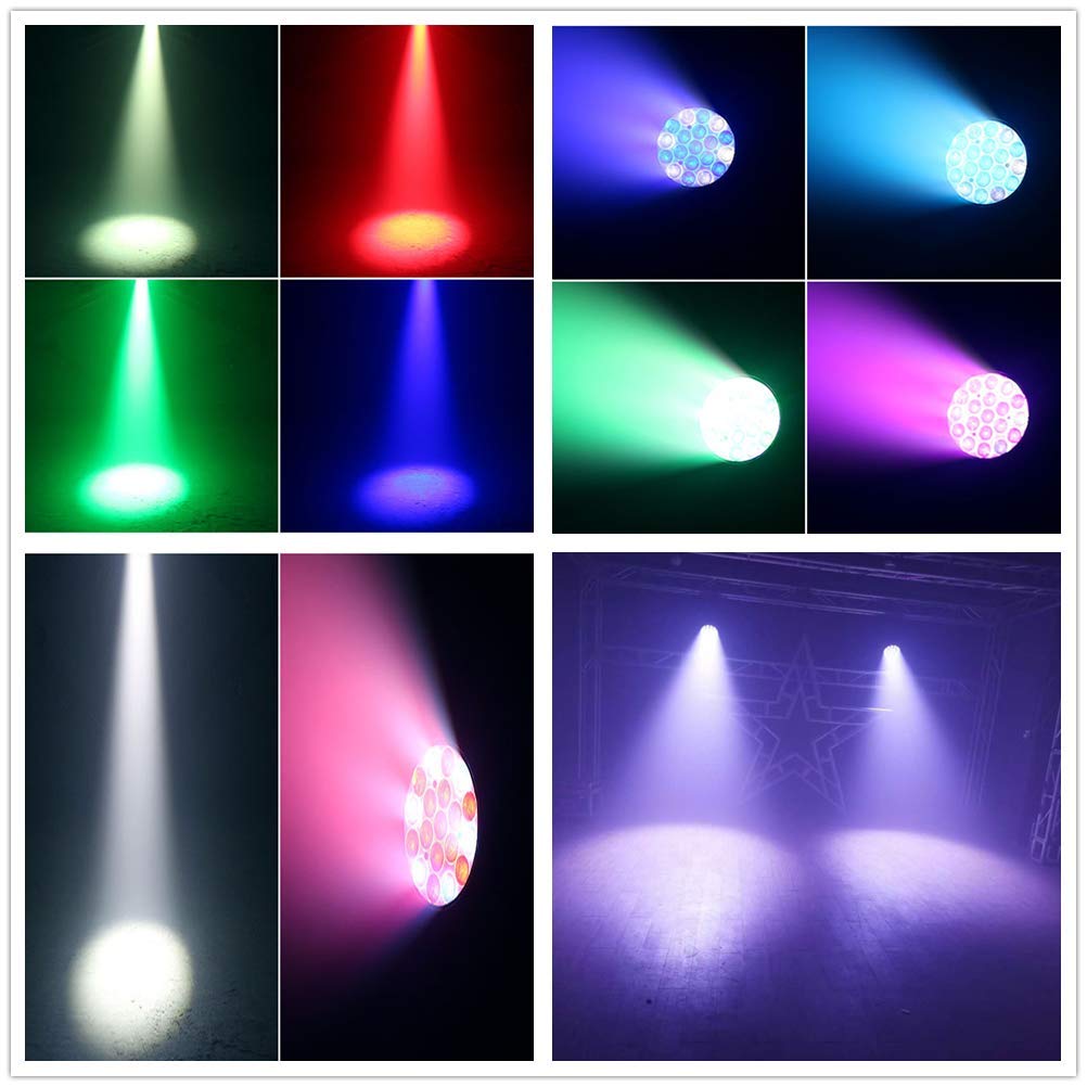 JCYWFLODY 19x15W Moving Head Light for Stage Lighting Effect, RGBW 4-in-1 LED Stage Light with Zoom Beam Wash, Auto DMX Control DJ Lights for Parties Wedding Disco Music Nightclub Show Bar, 1 Pack
