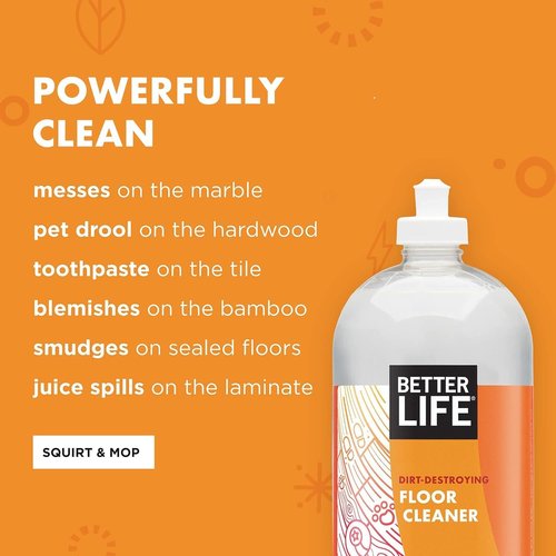 Better Life Floor Cleaner - Multipurpose Liquid Cleaner for Wood, Tile & Laminate - Citrus Mint, 32 Fl Oz (Pack of 2)