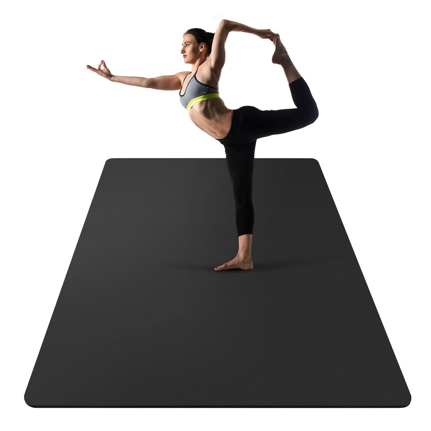 UMINEUX Large Yoga Mat for Men and Women - 6'x4'x10mm, Extra Thick Natural Rubber and TPE Fitness Mat for Home Gym Workout, Non-Slip, Eco Friendly Exercise Mat for Yoga, Pilates and Home Workout
