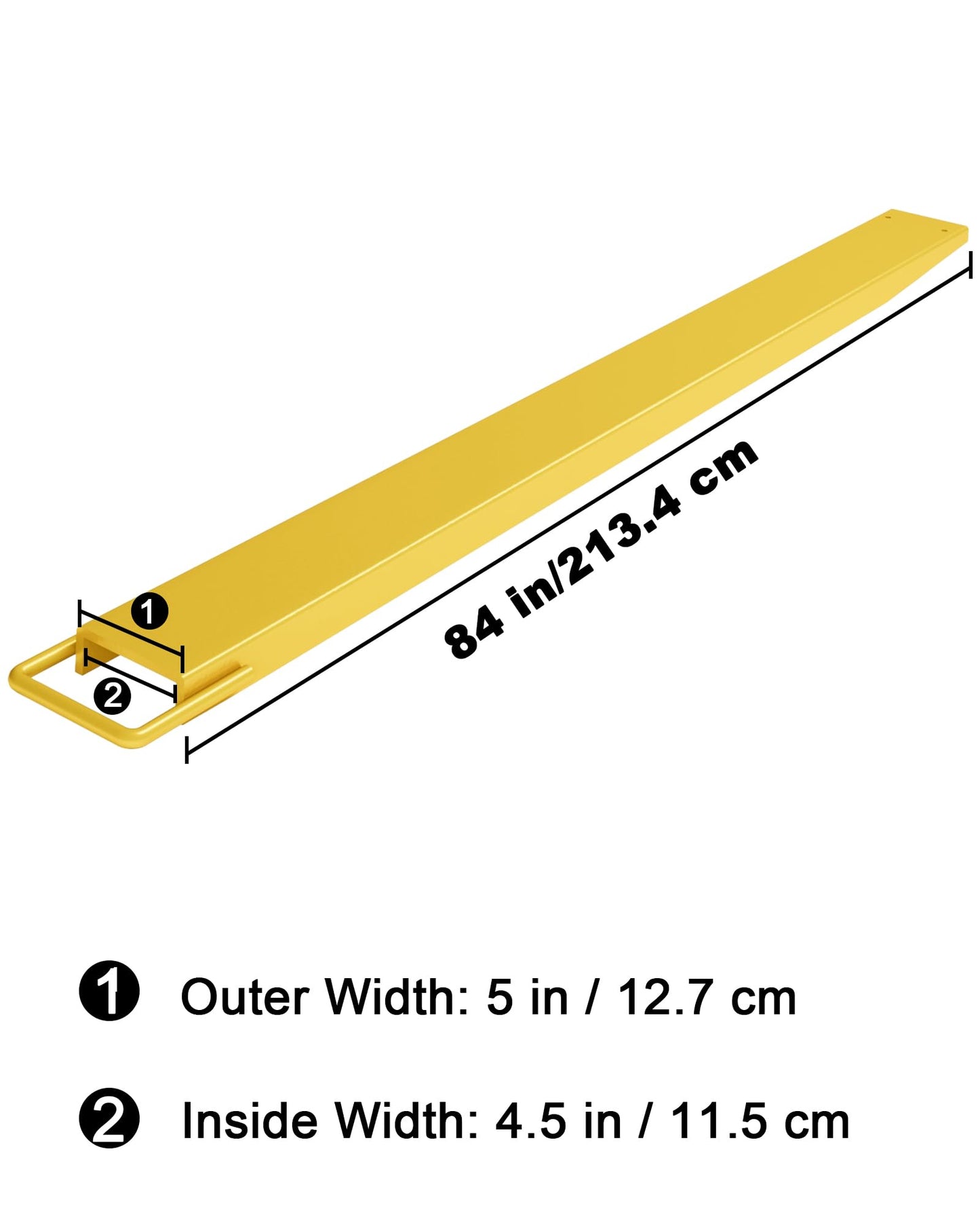Pallet Fork Extension 4.5" Width 84" Length Heavy Duty Steel Pallet Extensions for Forklift Truck 1 Pair, Yellow