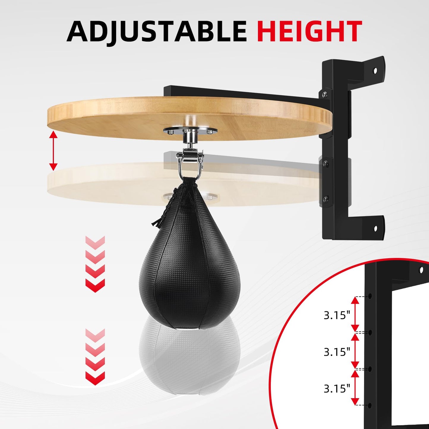 WYGVNR Hardwood Speed Bag Platform, Adjustable Speed Bag Mount Swivels for Boxing Training, Workout (Bamboo)