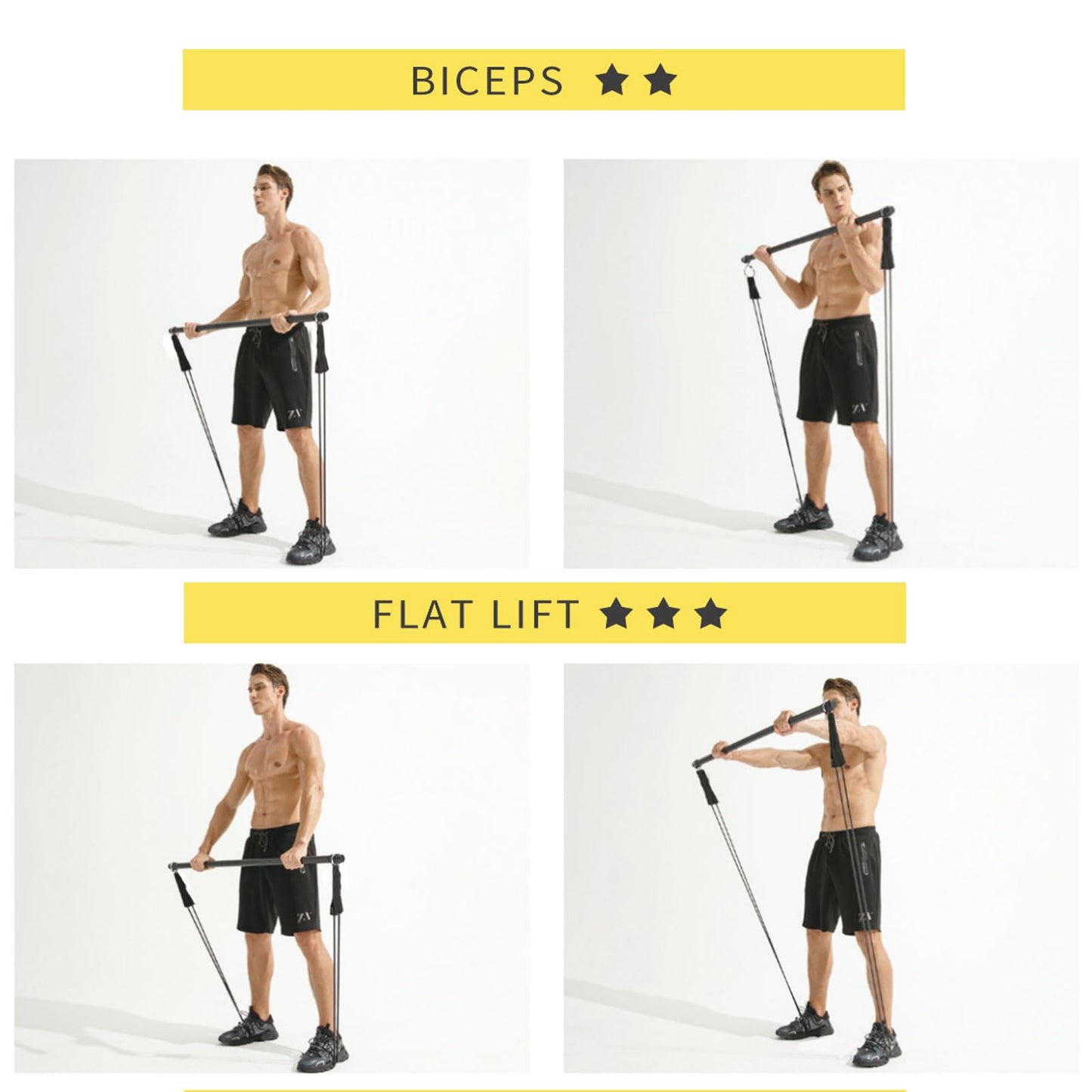 Resistance Band Bar, Portable Pilates Bar with Resistance Bands Home Gym Workouts Stick Squat Yoga Pilates Flexbands Kit for Full Body Shaping (43 Inch Bar + 4PCS Resistance Bands)…