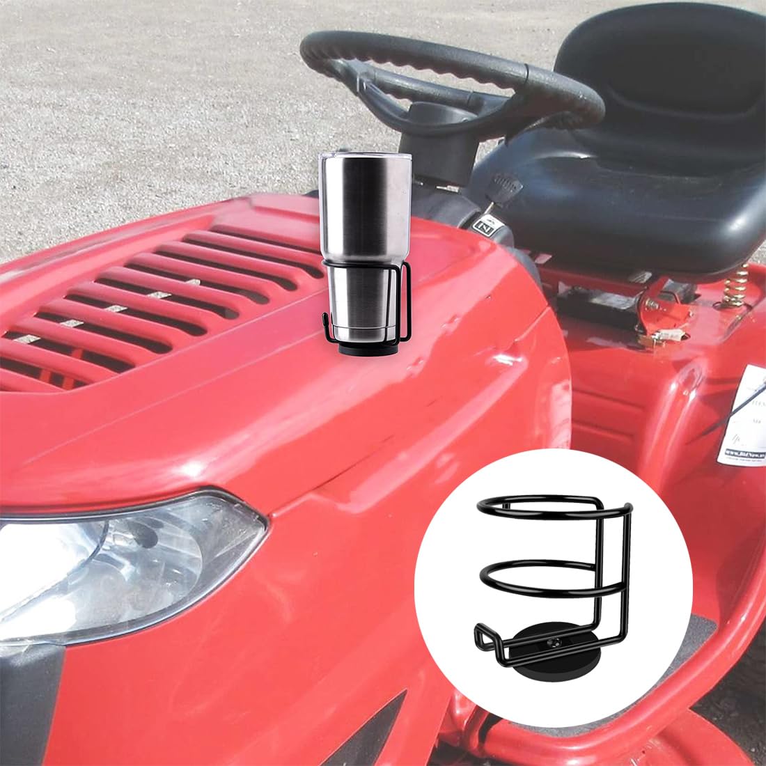 Magnetic Cup Holder SUS 304 Stainless Steel Magnetic Cup Caddy Magnet Drink Holder for Refrigerator Car School Bus Tractor Lawn Mower Black 1Pack