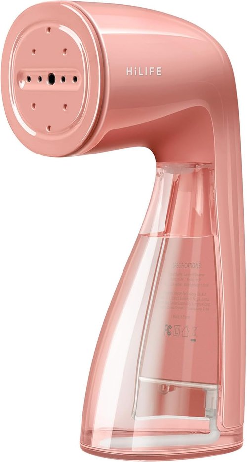 HiLIFE Clothes Steamer - 1100W Fast Wrinkle Removal, 300ml Tank, Portable & Easy to Use - Pink