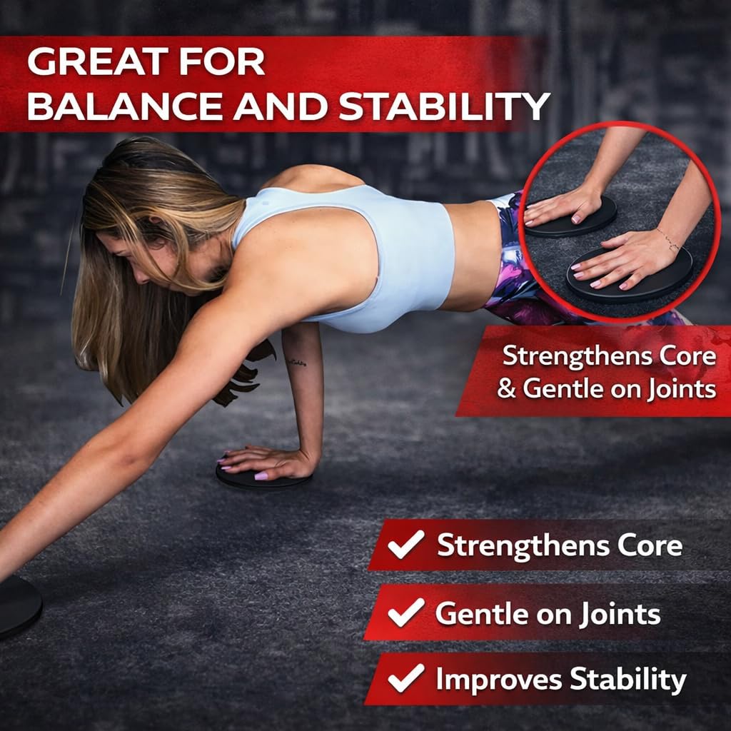 Flexi Muscles Core Sliders Dual Sided Sliding Discs for Use on All Floors. Our Core Sliders are ideal for Abs exercises, Yoga, Pilates and Home Workouts.